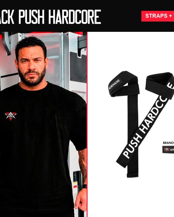 Pack Push Hardcore de Adrenaline: camiseta negra y straps PUSH HARDCORE
